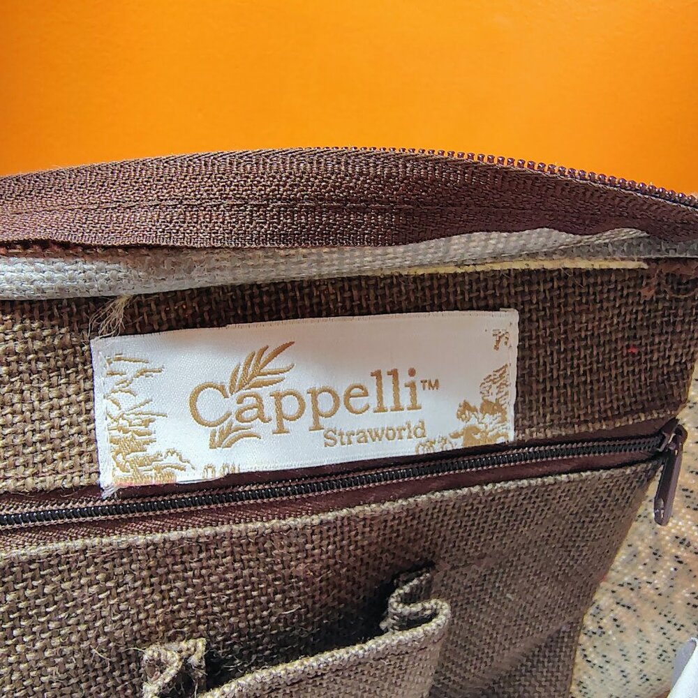 Cappelli Straworld Animal Print Straw Tote Bag Large Zip Top 18x13 Vacation Bag - Picture 4 of 7